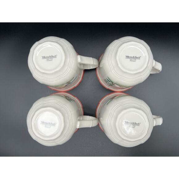 Villeroy & Boch Jardin d'Alsace Fleur Coffee Mugs with Bird Set of 4 Germany - Picture 13 of 13